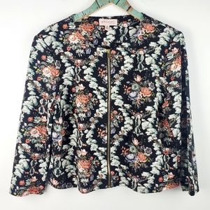 Philosophy Trimless Zipper Floral Rayon Bomber XL